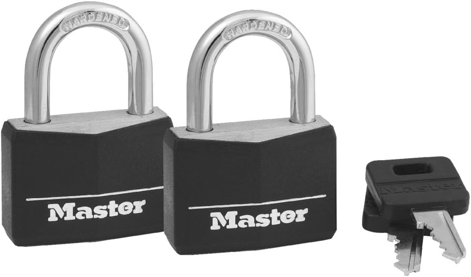 Master Lock Covered Padlocks with Key, Outdoor Locks, 2 Pack, 141T