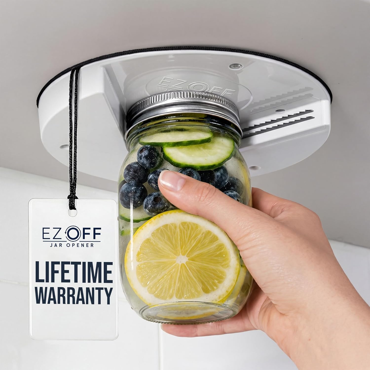 Jar Opener for Seniors - Under Cabinet Jar Openers for Weak Hands, Easy Grip, Arthritis jar opener, One Handed Gadgets & Bottle Opener - Essential Kitchen Gadgets for Home Assistance - White