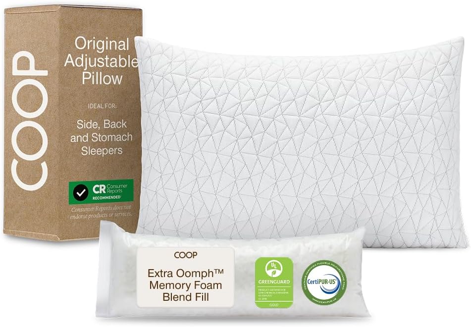 Original Adjustable Pillow, King Size Bed Pillows for Sleeping, Cross Cut Memory Foam Pillows - Medium Firm Back, Stomach and Side Sleeper Pillow, CertiPUR-US/GREENGUARD Gold