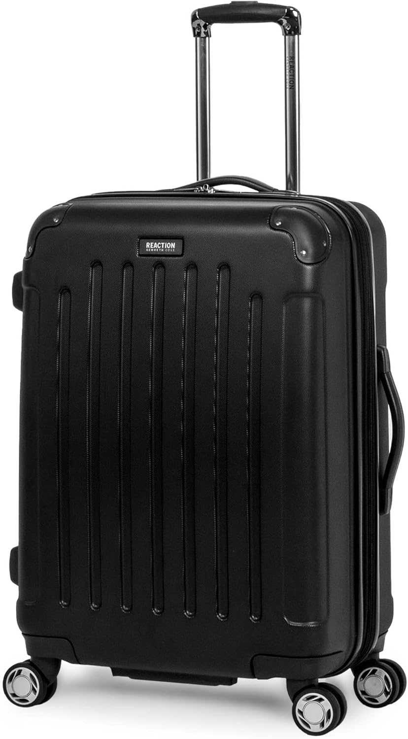 Kenneth Cole REACTION Renegade Luggage Expandable 8-Wheel Spinner Lightweight Hardside Suitcase, Black, 20-Inch Carry On
