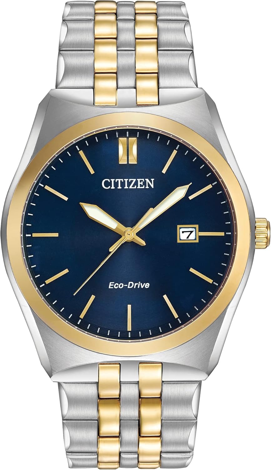 Citizen Men's Classic Corso Eco-Drive Watch, 3-Hand Date, Luminous Hands, Two-Tone/ Blue Dial