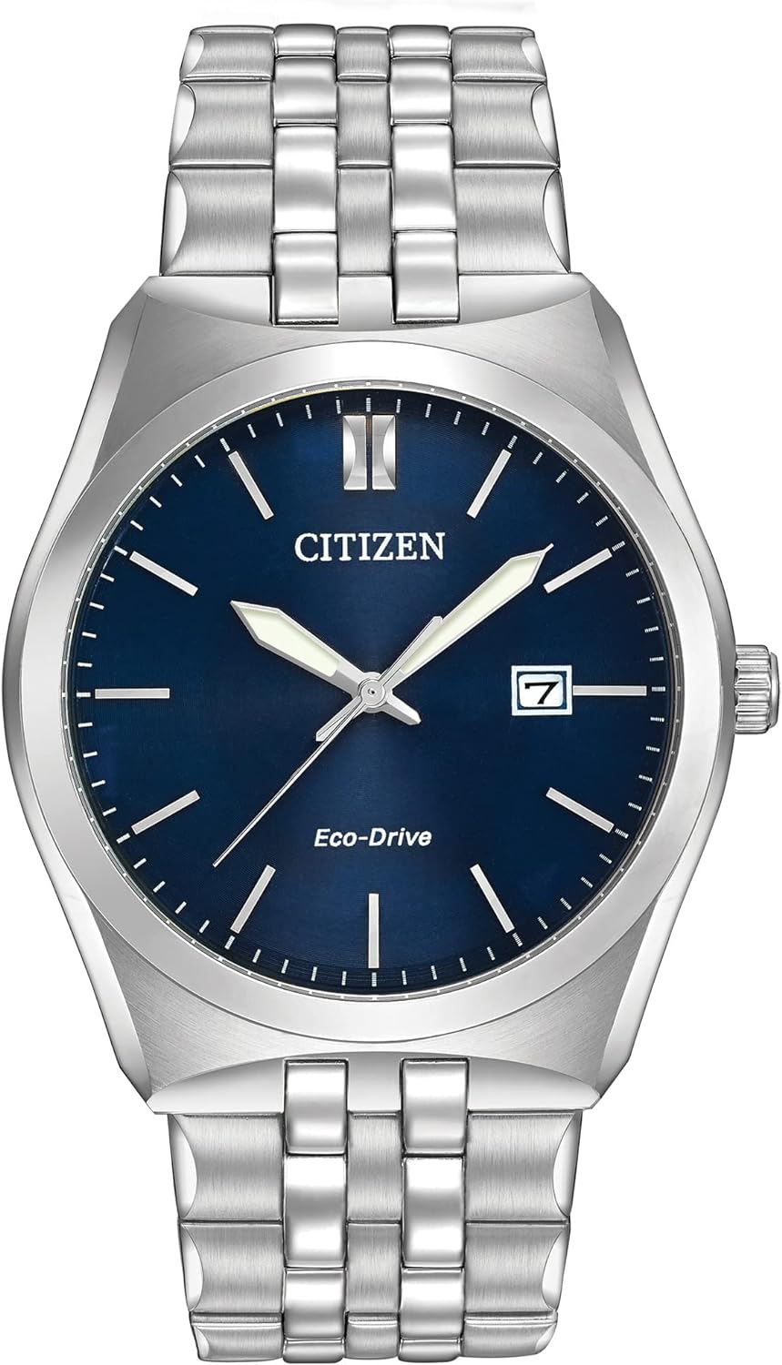 Citizen Men's Classic Corso Eco-Drive Watch, 3-Hand Date, Luminous Hands, Stainless/ Blue Dial