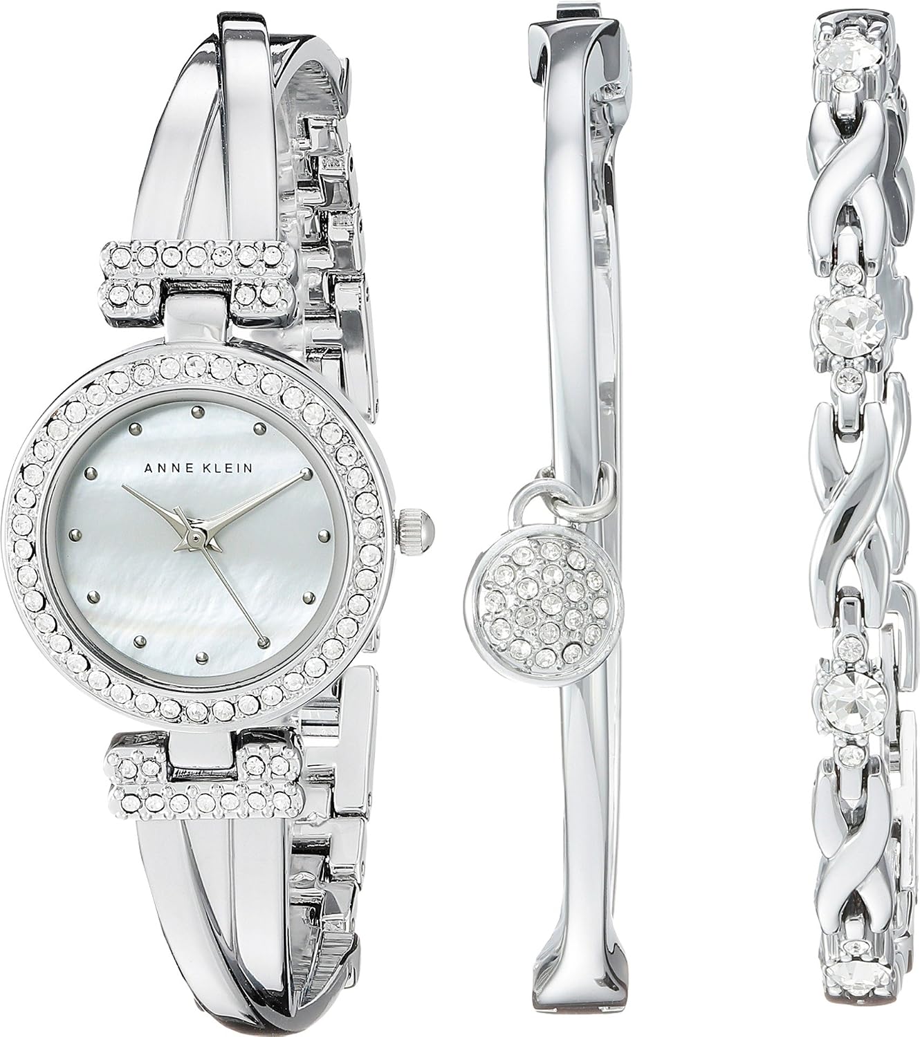 Anne Klein Women's Premium Crystal Accented Bangle Watch and Bracelet Set
