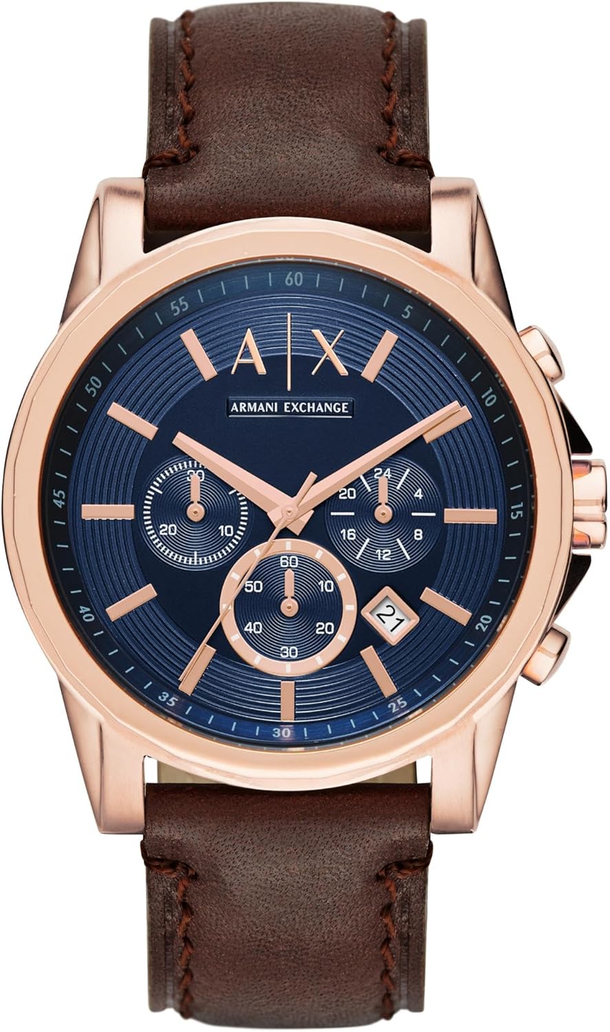 A|X Armani Exchange Chronograph Brown Leather Watch for Men