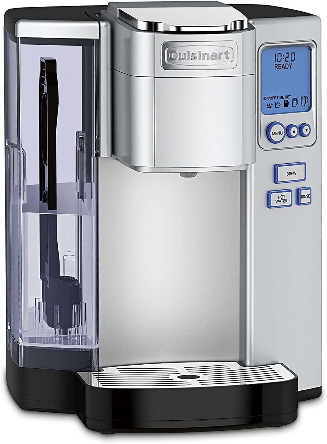 Coffee Maker, Single Serve 72-Ounce Reservoir Pod Coffee Machine, Programmable Brewing & Hot Water Dispenser, 3 Cup-Size Settings, Stainless Steel, SS-10P1, Silver
