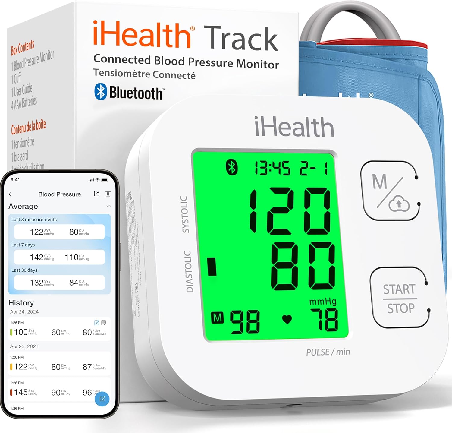 iHealth Track Smart Upper Arm Blood Pressure Monitor with Wide-Range Cuff