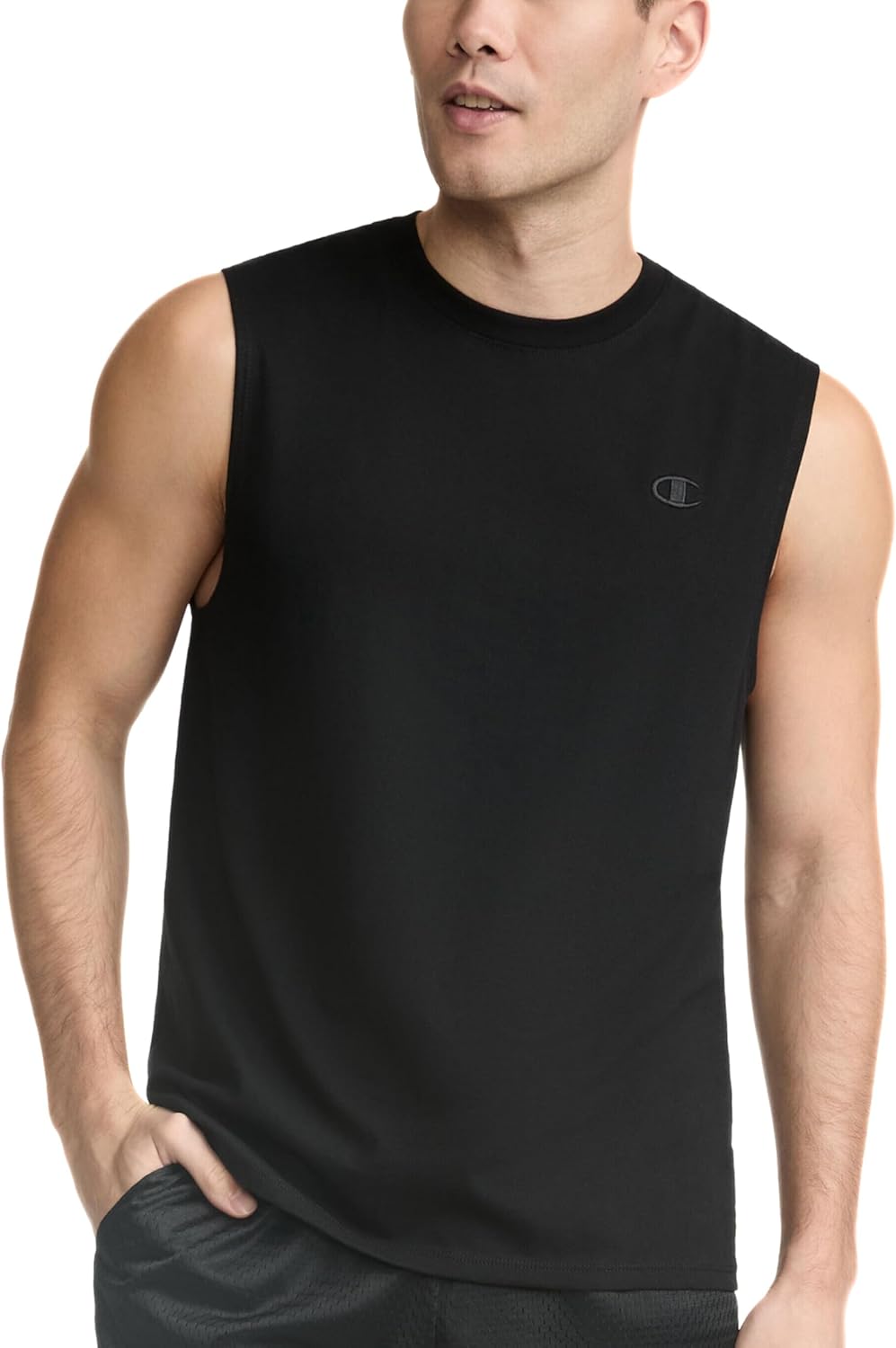 Champion Mens Muscle Tank, Classic Graphic Tee, Sleeveless T-shirt For (Reg. Or Big & Tall), Black, Large US
