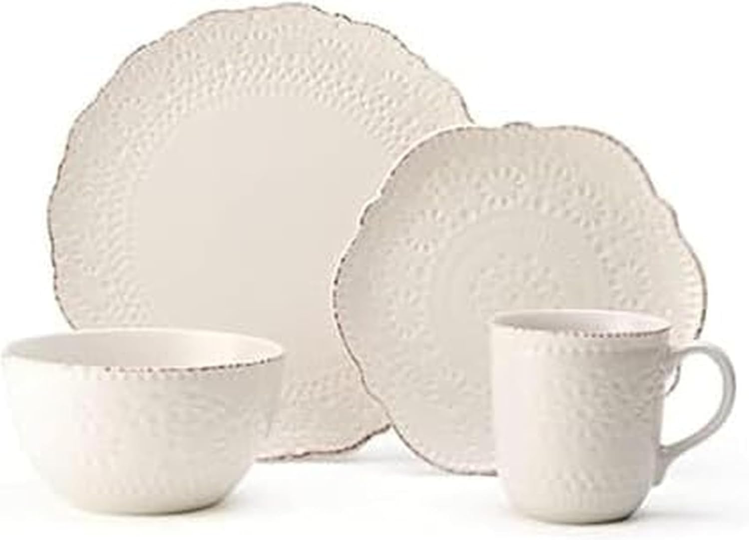 Pfaltzgraff Chateau Cream 16-Piece Stoneware Dinnerware Set, Service for 4, Off White