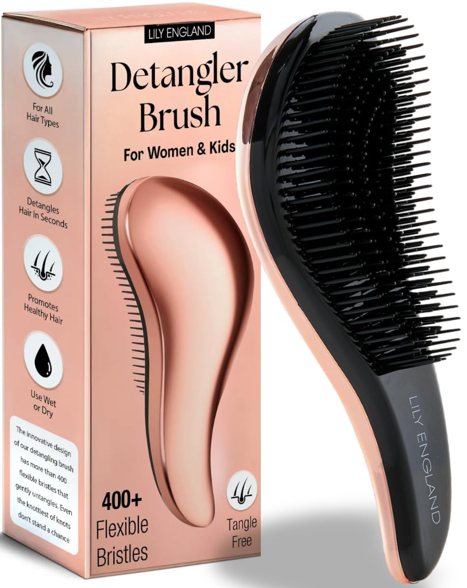 Teen Girl Gifts Trendy Stuff - Gentle Detangler Hair Brush for Curly, Thick, Straight & Natural Hair - Attractive Gift for Teen Girls with Flexible Bristles for Wet & Dry Hair, Rose-Gold