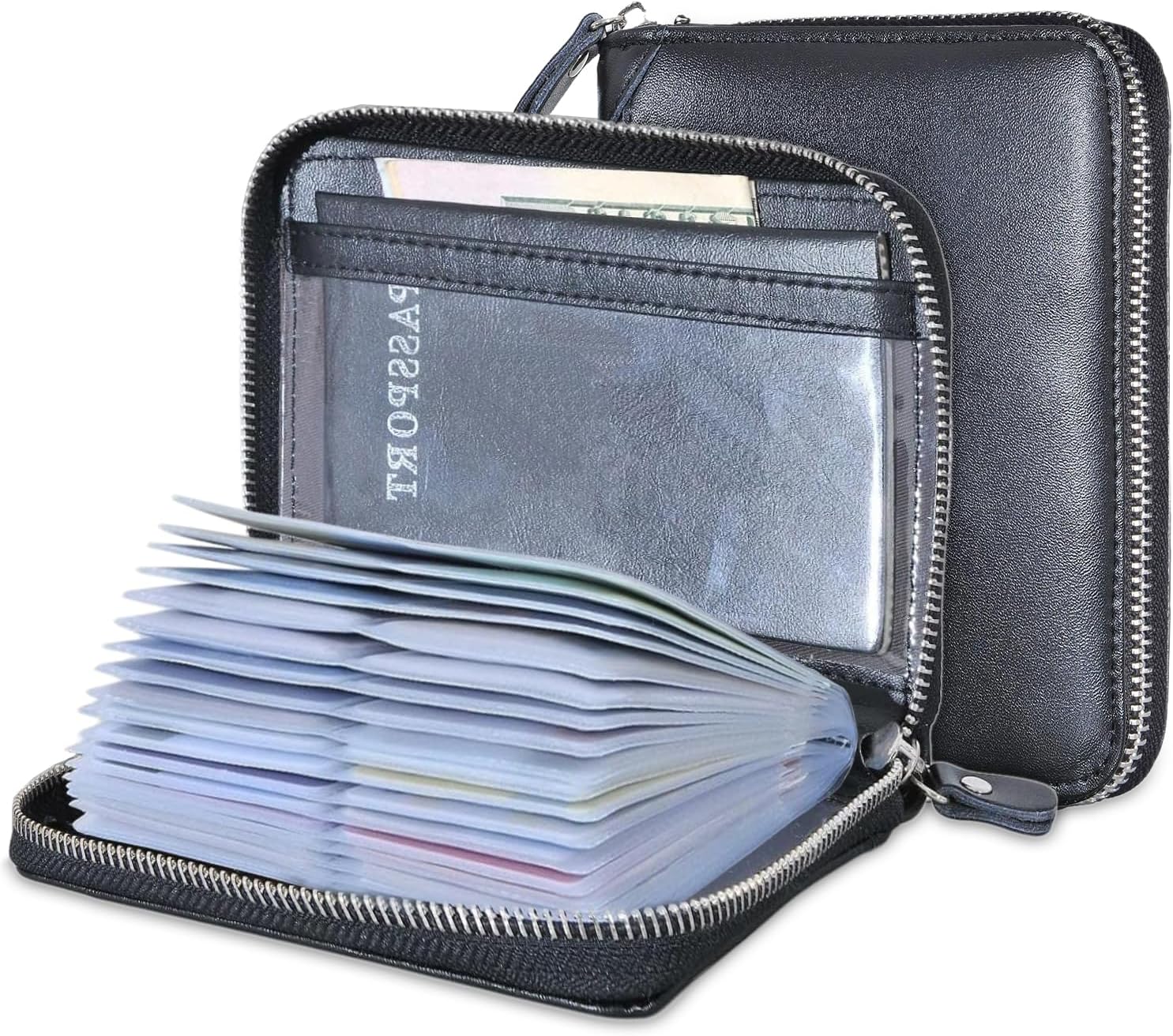 Large Credit Card Holder Wallet Genuine Leather Passport