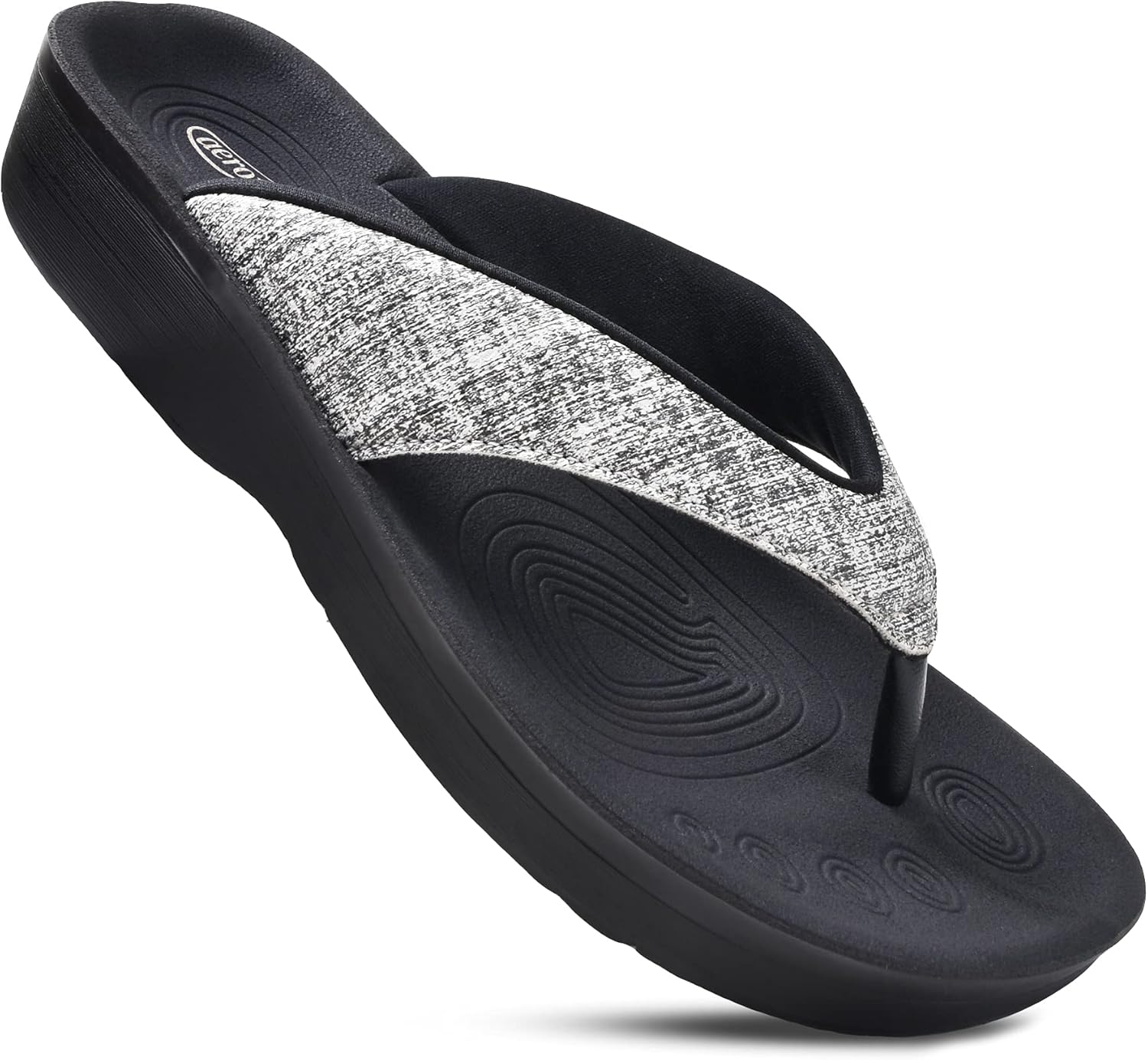 Comfy Flip Flops for Women, Mellow Black, Size 8