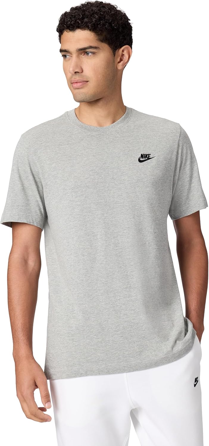 Nike Men's Sportswear Club T-Shirt, Dark Grey Heather/Black, Medium