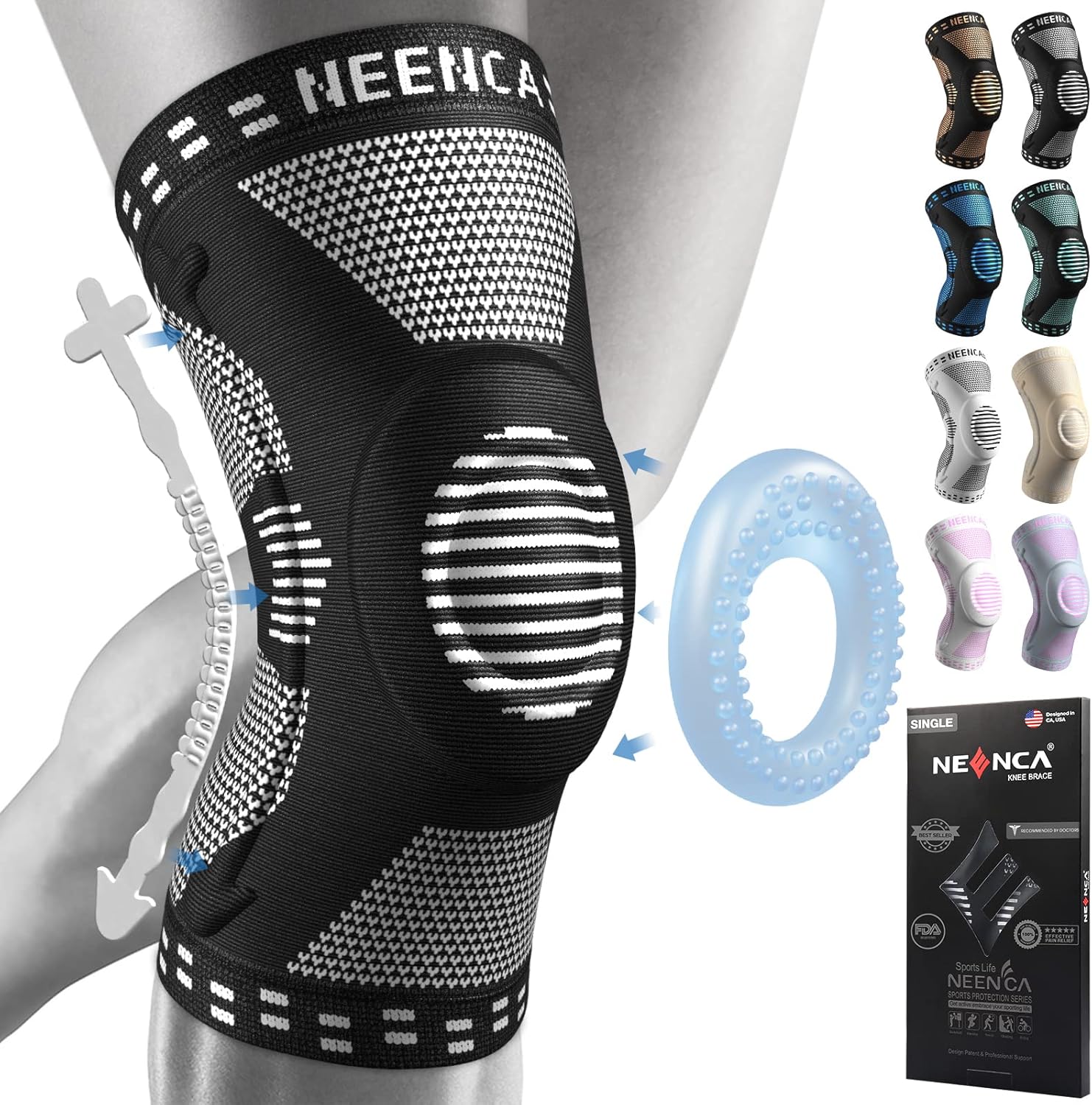 Professional Knee Brace for Pain Relief, Medical Knee Support with Patella Pad & Side Stabilizers, Compression Knee Sleeve for Meniscus Tear, ACL, Joint Pain, Runner, Workout (Black, X-Large)