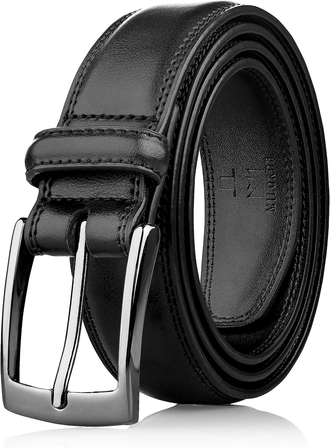 Men's Genuine Leather Belt, Fashion & Classic Designs for Work Business and Casual (Size 32 (Waist 30), Whole Black)