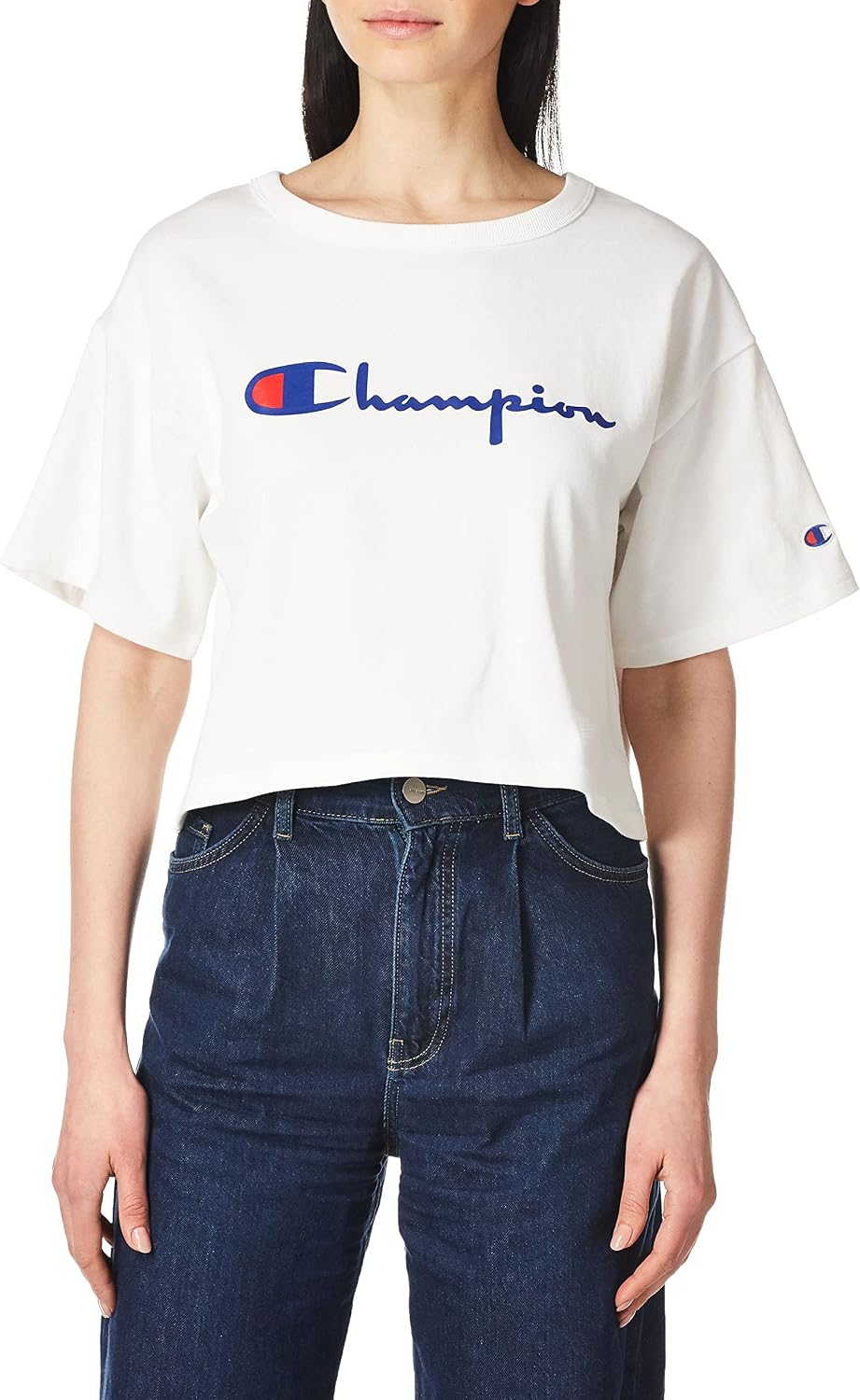 Champion Women's Heritage Cropped TEE, White, MEDIUM