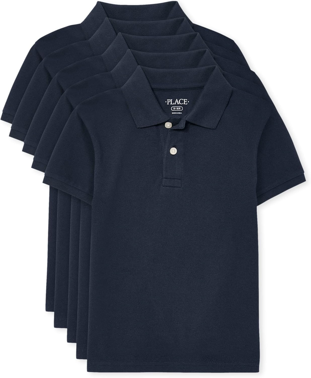 The Children's Place Boys Short Sleeve Pique Polo,Nautico 5 Pack,XS (4)