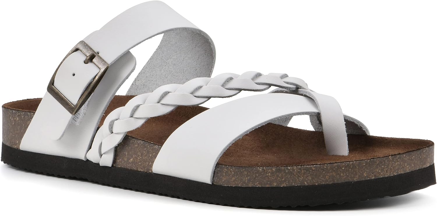 Shoes Hazy Footbed Sandal, White/Leather, 8 M