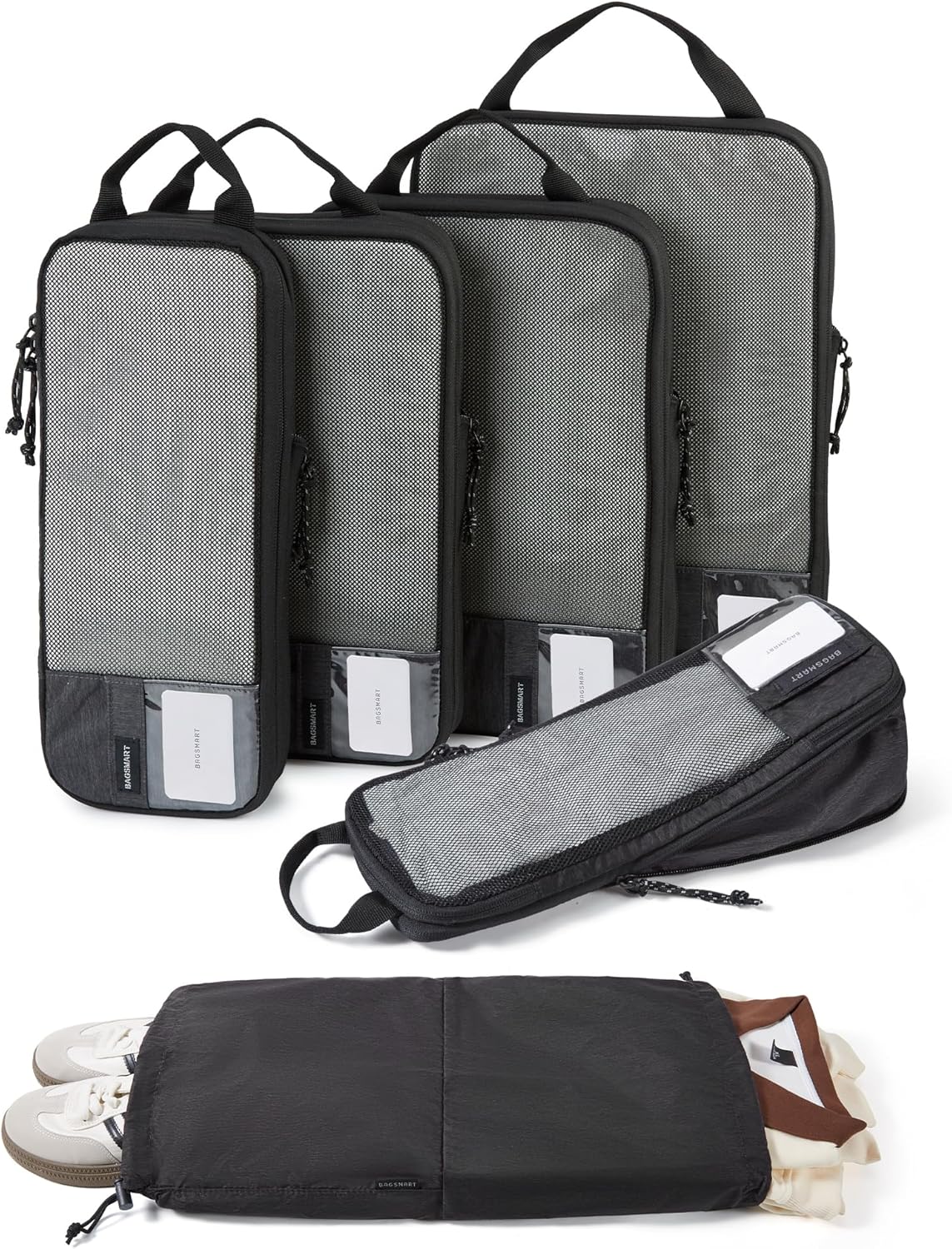 BAGSMART 6 Set Compression Packing Cubes for Travel, Lightweight Luggage Organizer Bags, Durable Space Saver Bags Travel Essentials