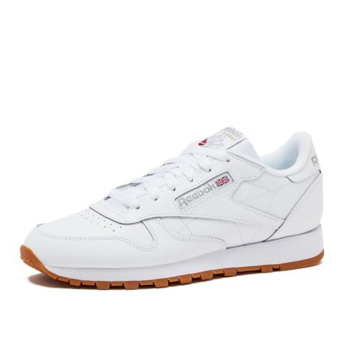 Reebok Classic Leather Sneakers for Women - Black or White Tennis Shoes Womens Size 5 to 12, Footwear White/Pure Grey3/Reebok Gum3, 10