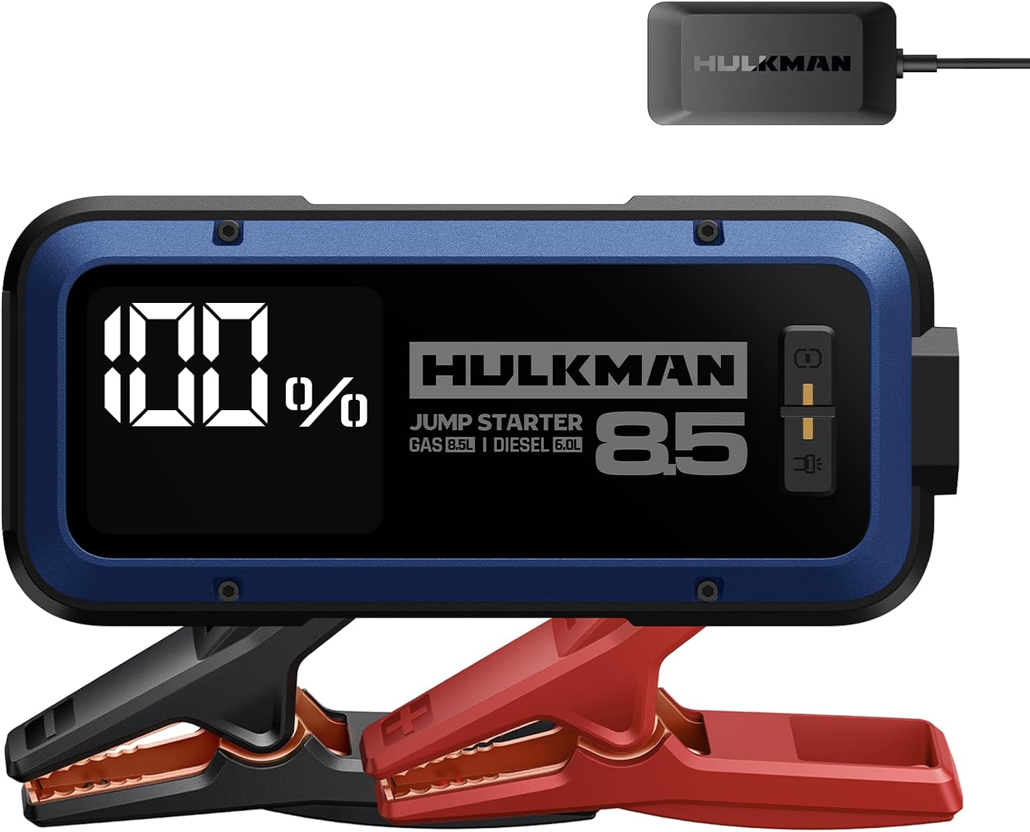 Hulkman Alpha85, Cobalt Blue, 2000A 74Wh Smart Jump Starter with 65W Fast Charger,12V Portable Car Battery Booster with 3.3"Display Power Pack,5-Mode light,Jumper Cables for up to 8.5L Gas/6.0L Diesel