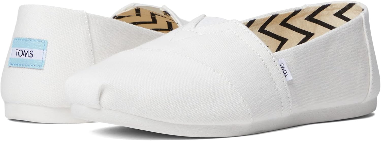 TOMS Women's Alpargata Recycled Cotton Canvas Slip On Sneaker White Recycled Cotton Canvas