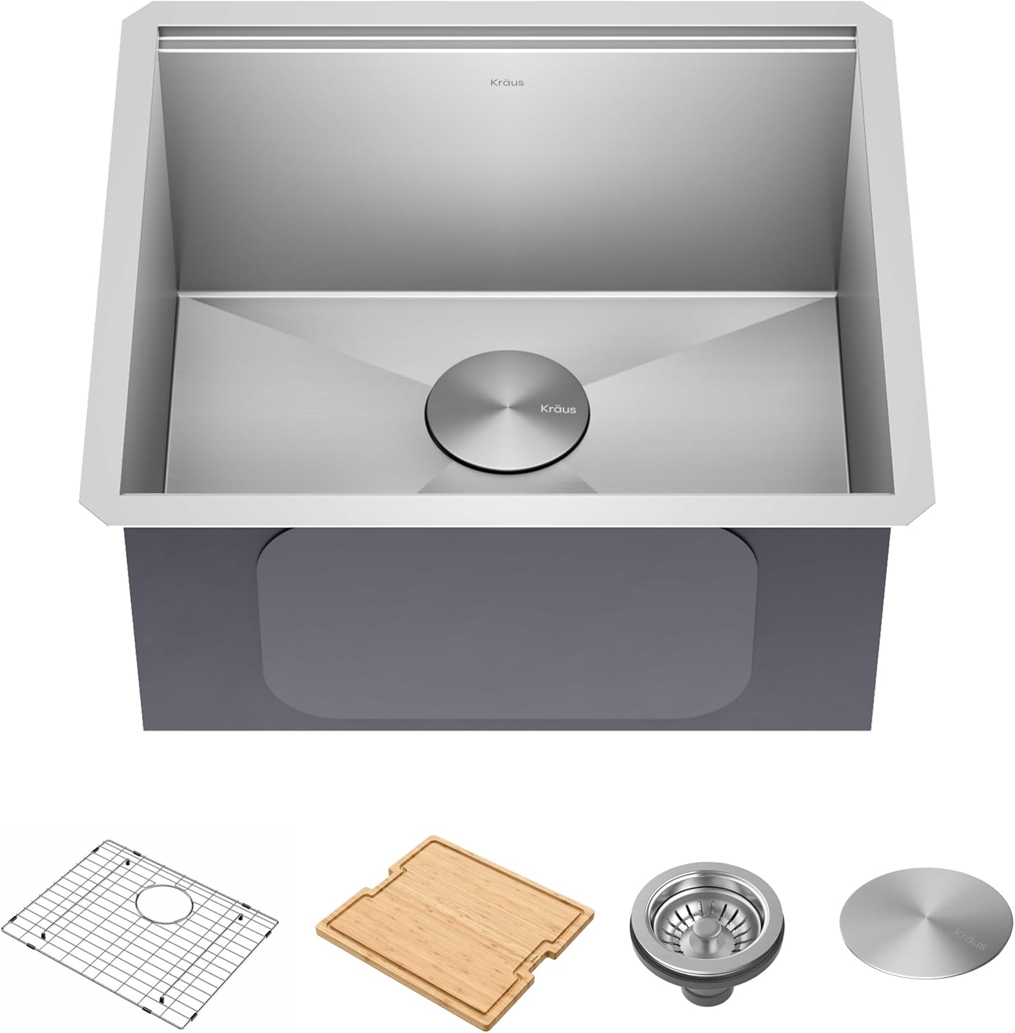 Kore 21-Inch Undermount Workstation 16 Gauge Single Bowl Stainless Steel Kitchen Sink with Accessories, KWU111-21