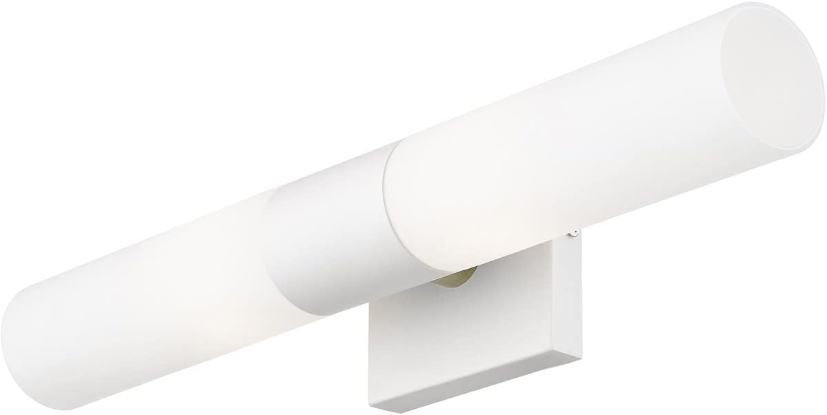 Lighting, Aero, ADA Vanity Sconce, Textured White with Antique Brass Accent