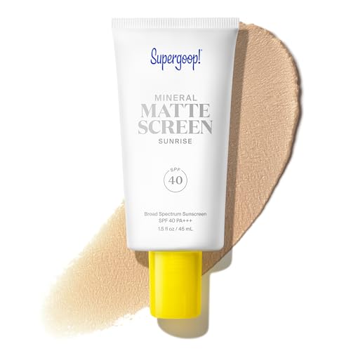 Supergoop! Mineral Mattescreen (SPF 40) - 45 mL - Mineral, Oil-Free Broad Spectrum Sunscreen - Smooths Skin s Appearance, Minimizes Pores & Controls Shine - Water & Sweat Resistant - Sunrise