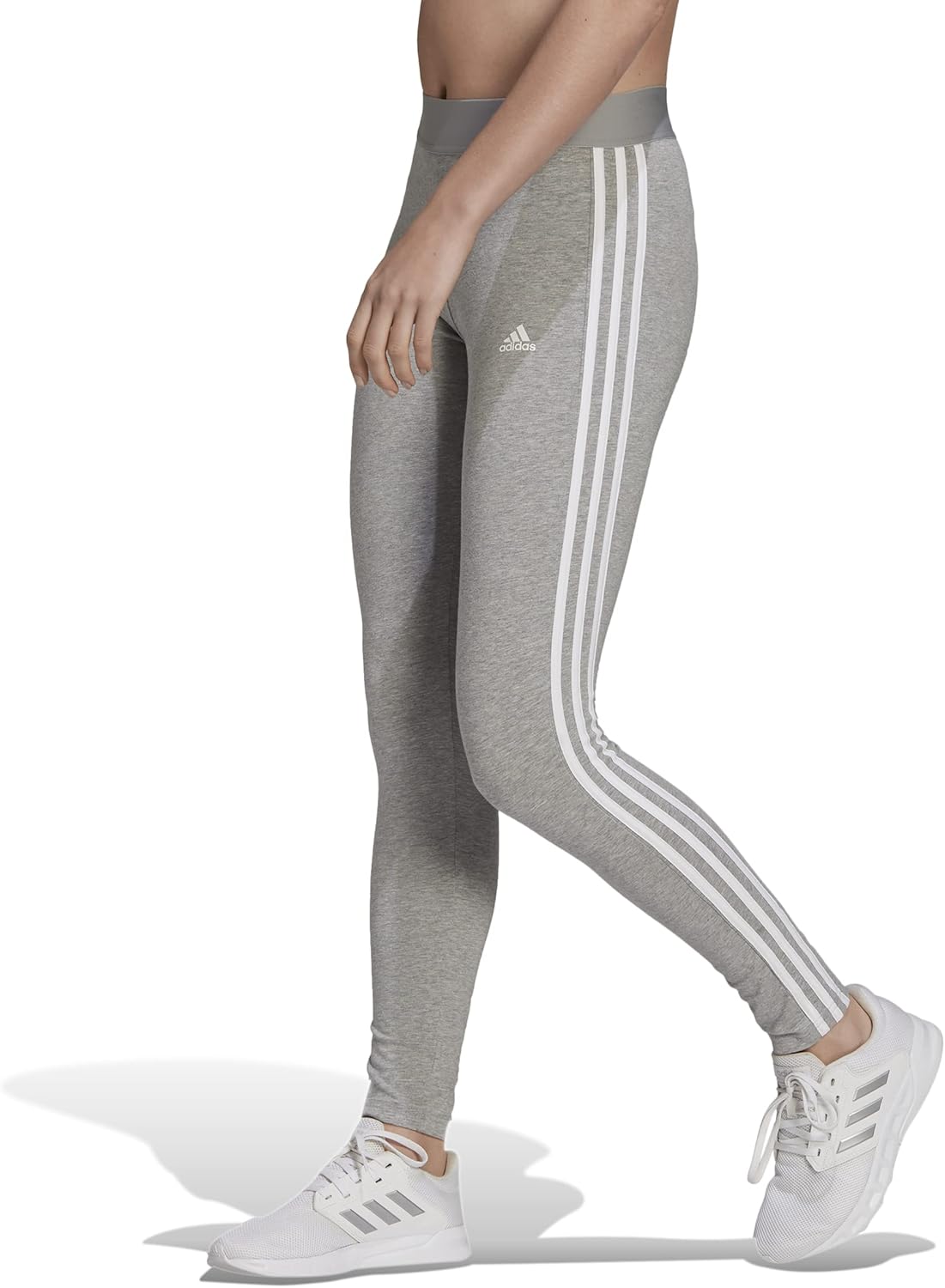 adidas Women's Standard Loungewear Essentials 3-Stripes Leggings, Medium Grey Heather/White, X-Large
