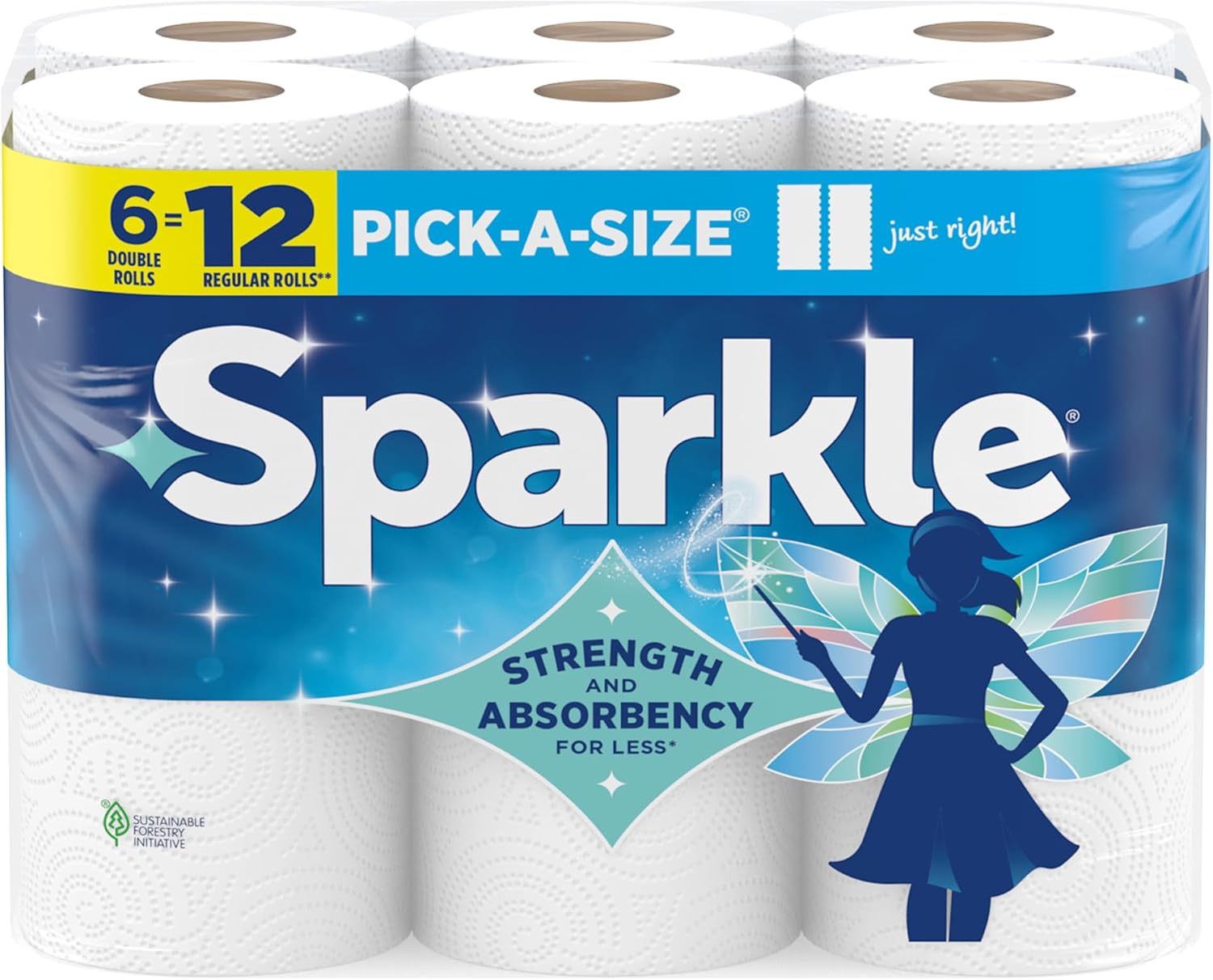 Pick-A-Size Paper Towels, 6 Double Rolls (660 Sheets Total) - Strong 2-Ply Towels for Kitchen Cleanup and Everyday Messes