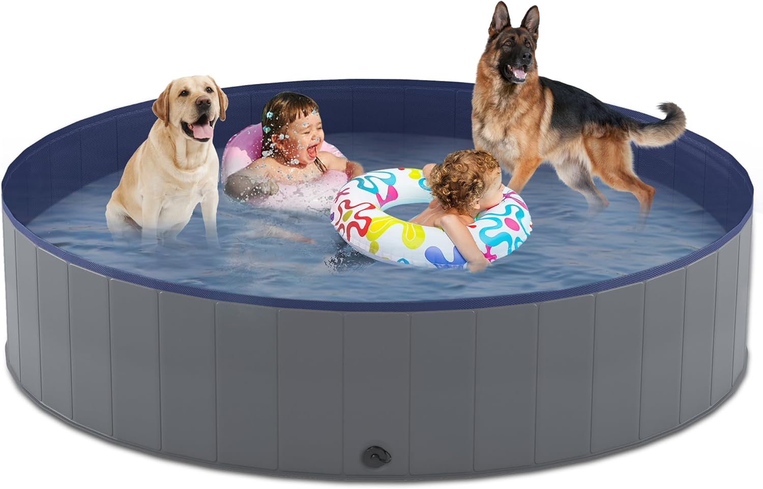 Niubya Foldable Dog Swimming Pool, Collapsible Hard Plastic, Portable Bath Tub for Pets Dogs and Cats, Pet Wading Pool for Indoor and Outdoor, 72 x 12 Inches