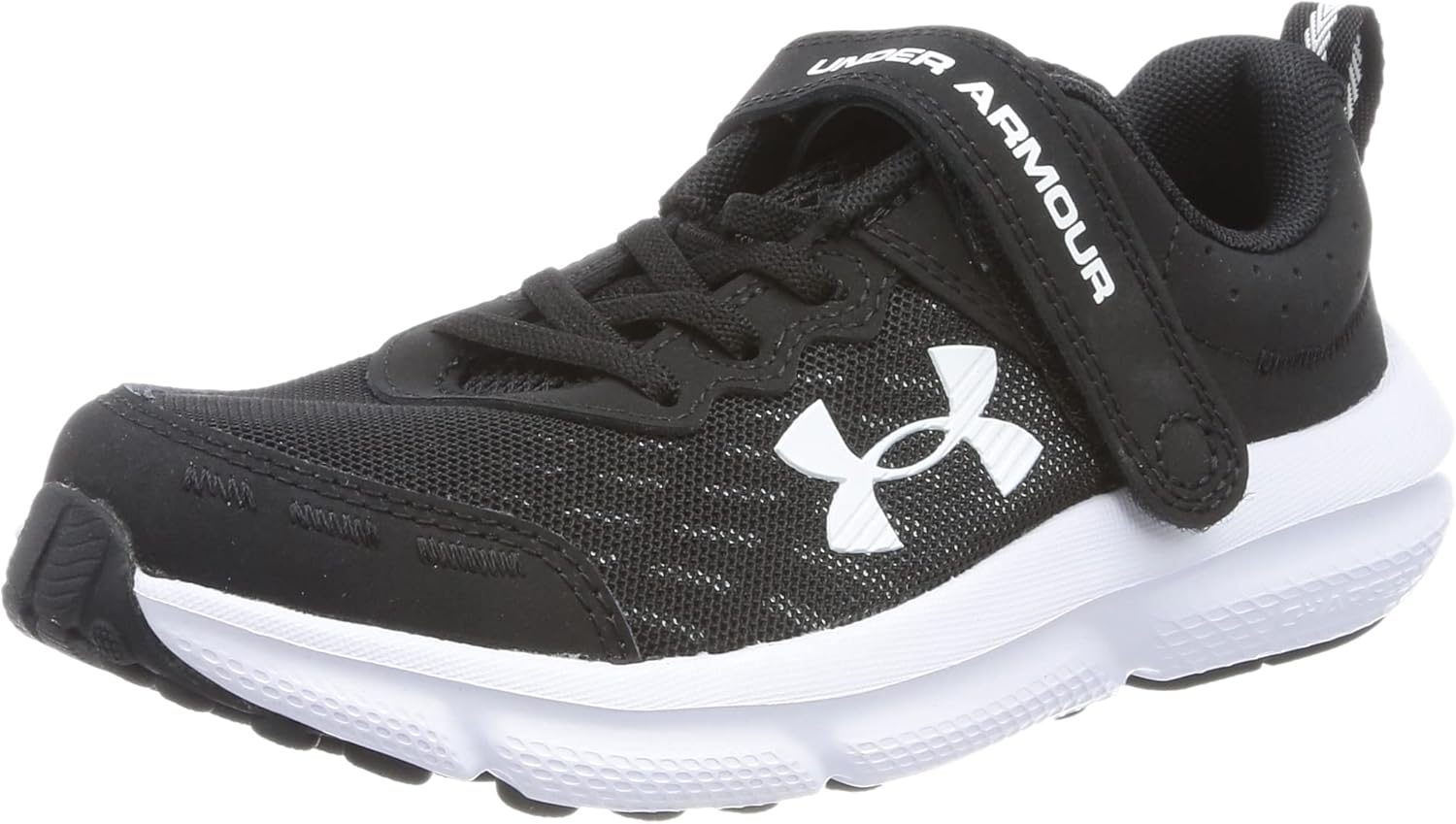 Under Armour Boys' Pre School Assert 10 Alternate Closure, (001) Black/White/White, 1, US