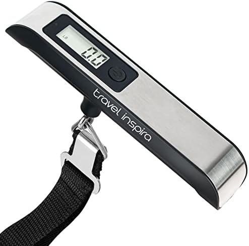 travel inspira Luggage Scale, Portable Digital Hanging Baggage Scale for Travel, Suitcase Weight Scale with Rubber Paint, 110 Pounds, Battery Included