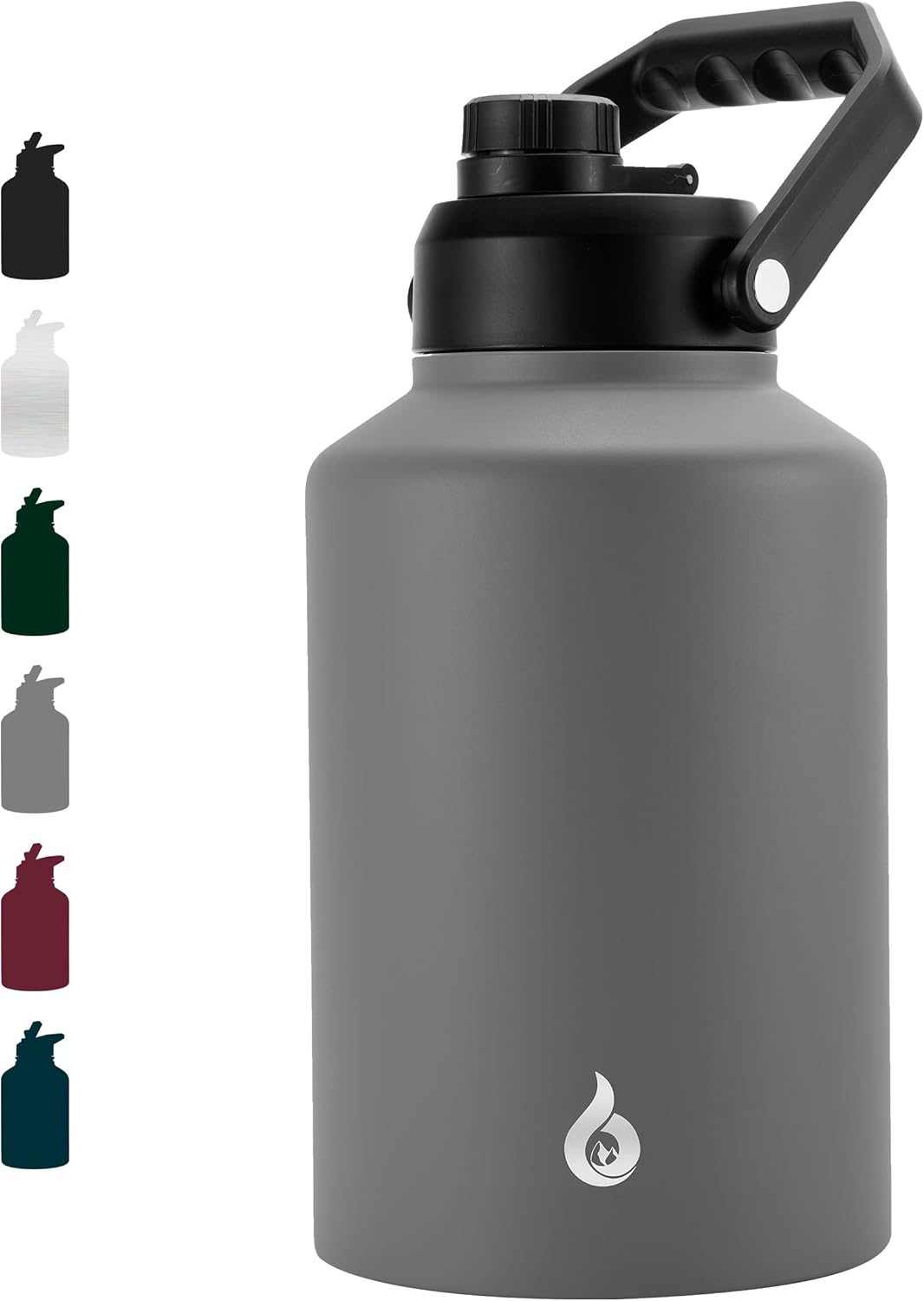 BJPKPK One Gallon(128 oz) Insulated Water Bottle, Dishwasher Safe Stainless Steel Jug, BPA Free Jug with Ergonomic Handle & Anti-slip Bottom, Large Water Bottle, Grey