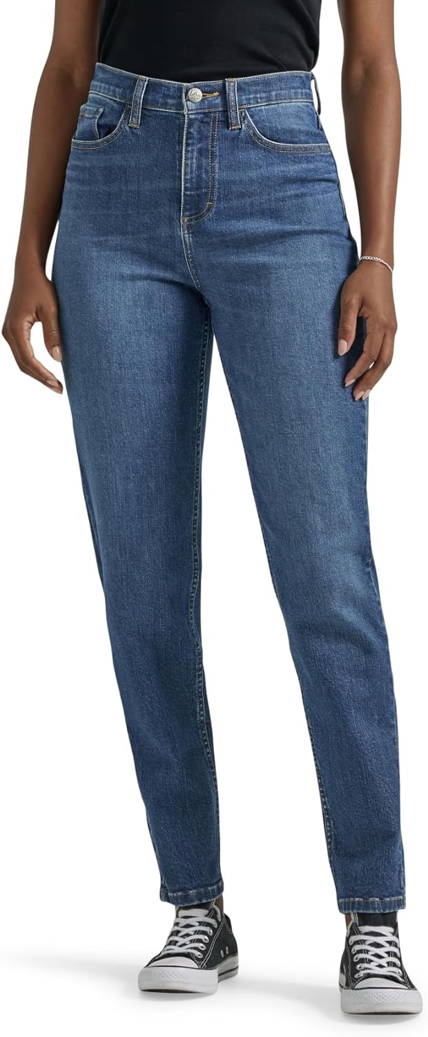 Lee Women's Legendary Mom Jean in One Tone, High Rise, Straight Leg, Size S