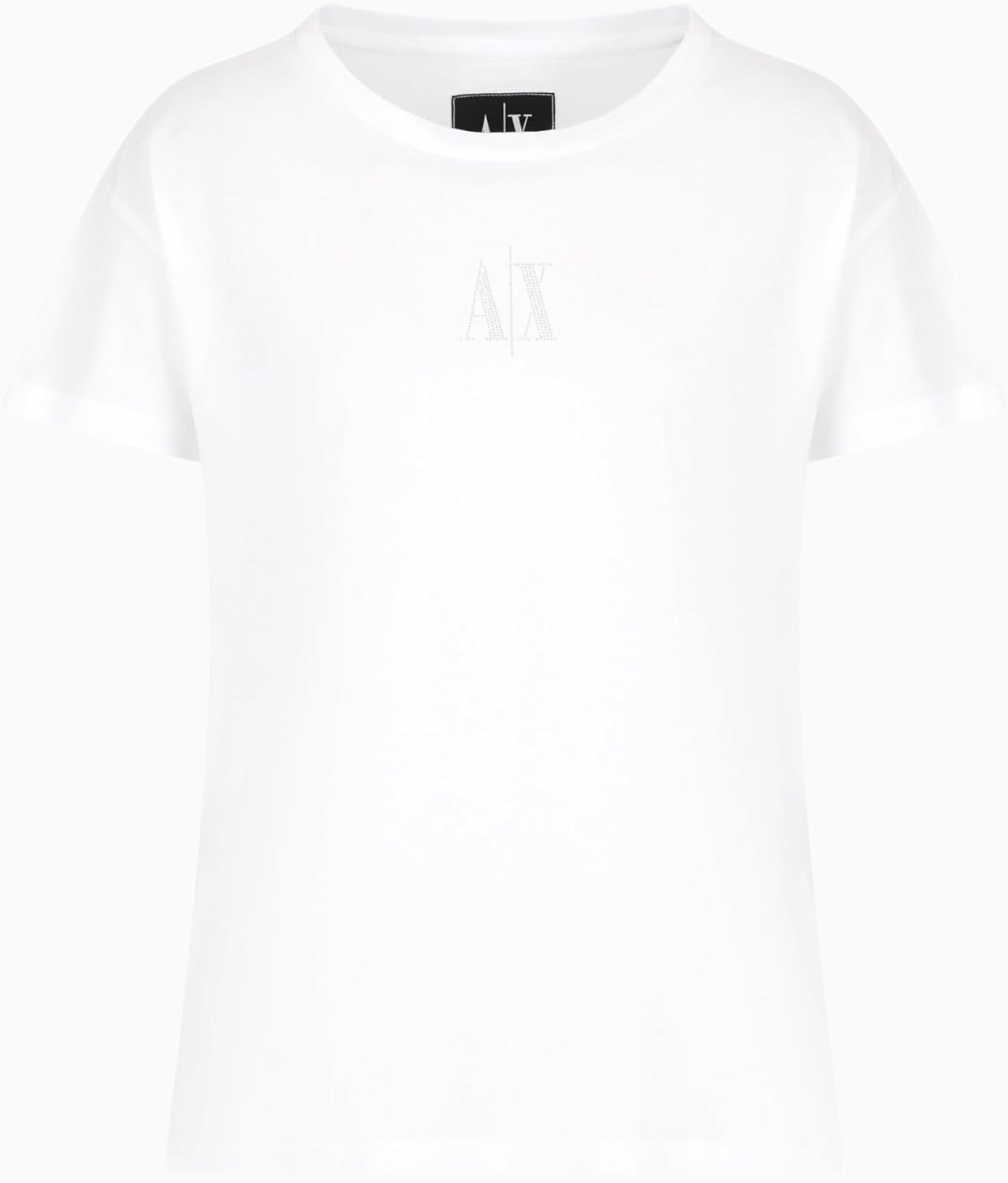 Armani Exchange Women's Boyfriend Fit Tee with Studded Small Icon Logo