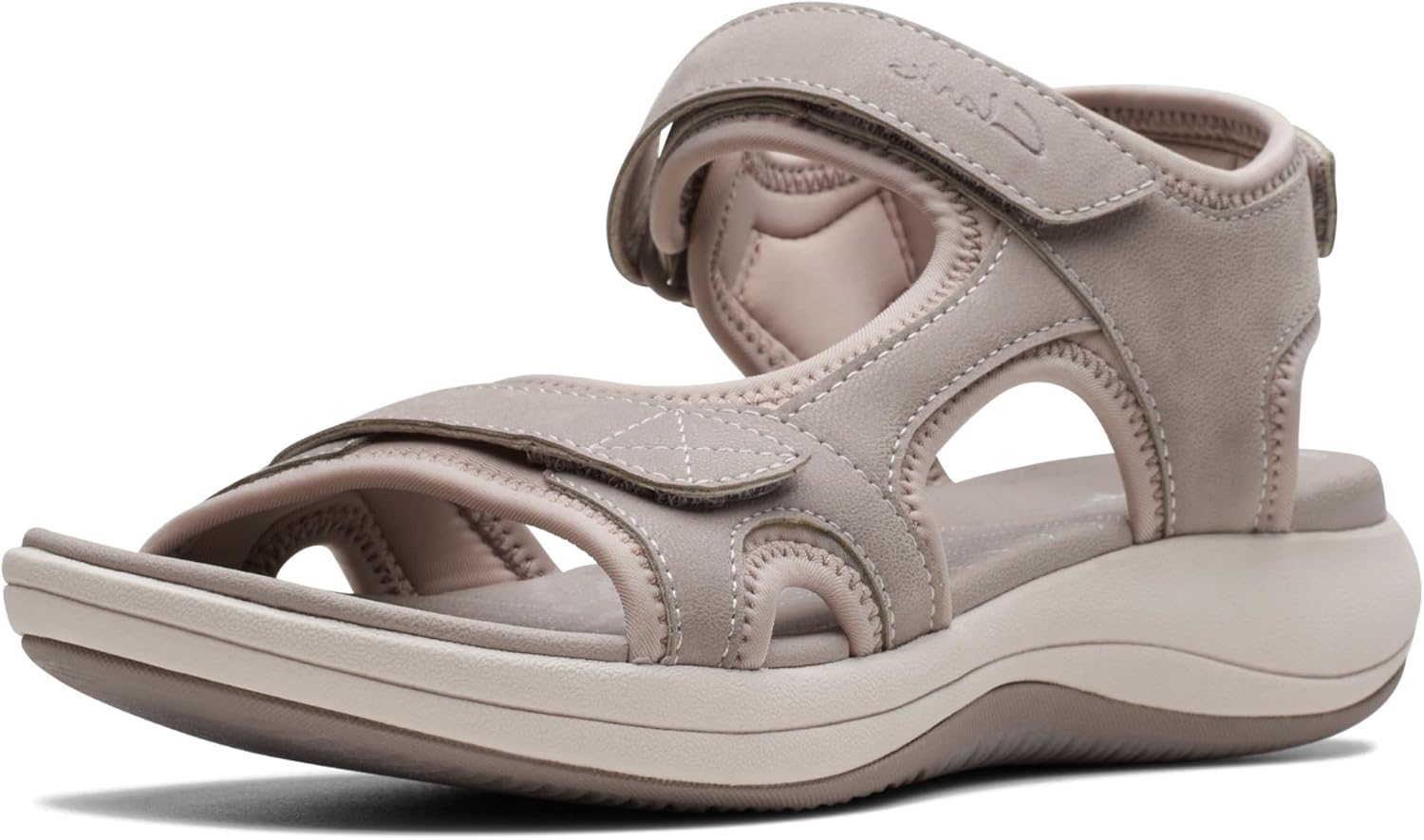 Women's Mira Bay Flat Sandal, Stone Textile, 8.5 Medium US