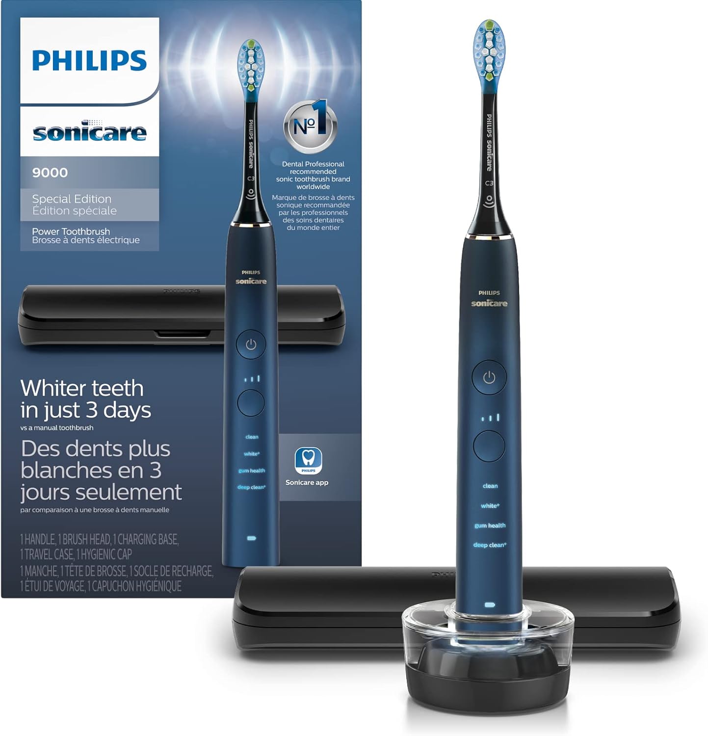 Philips Sonicare 9000 Special Edition Rechargeable Toothbrush, Blue/Black, HX9911/92