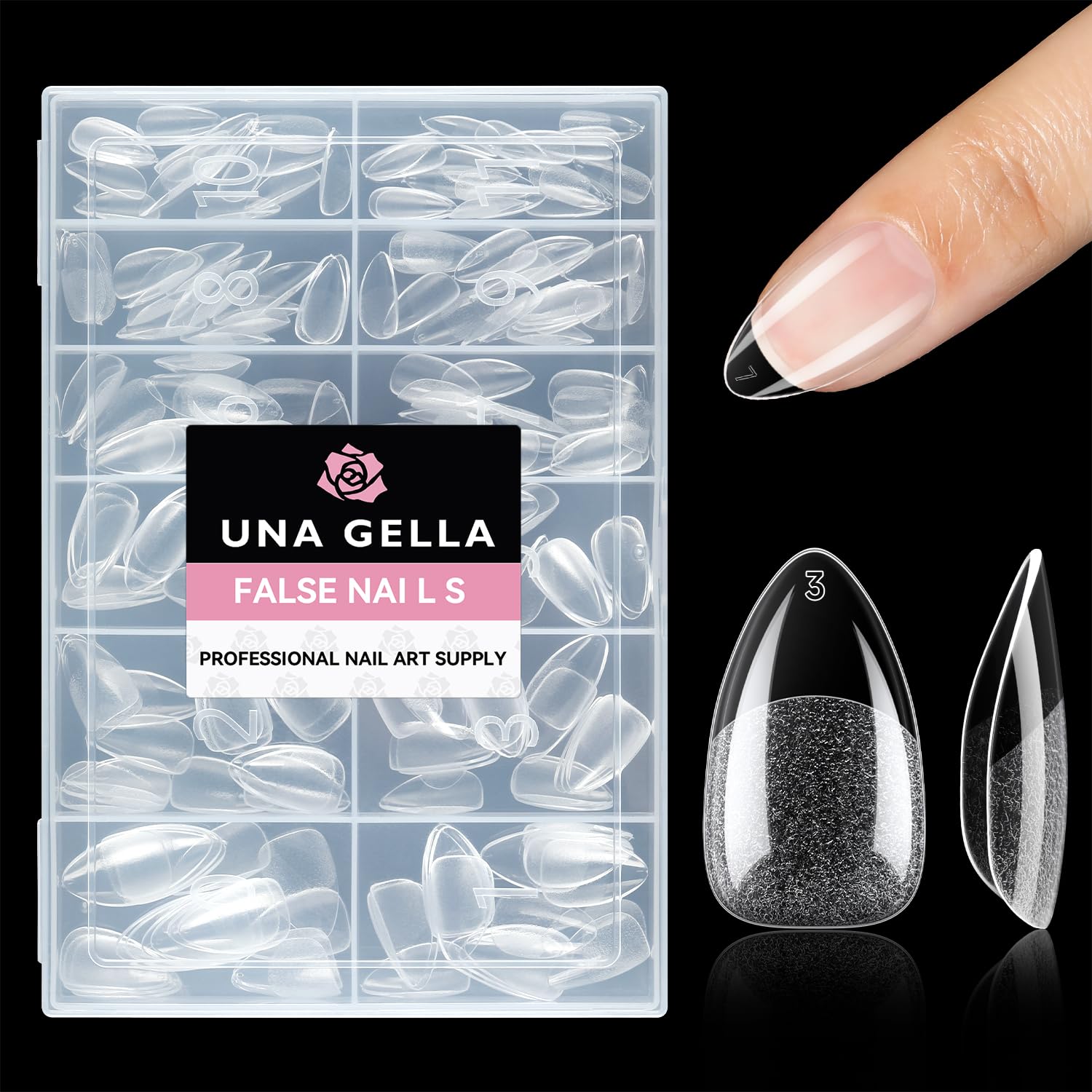 Short Almond Fake Nails 216pcs Pre-shape Gel Acrylic Nail Tips for Full Cover Nail Extension Home DIY Nail Salon 12 Sizes Gelly Tips