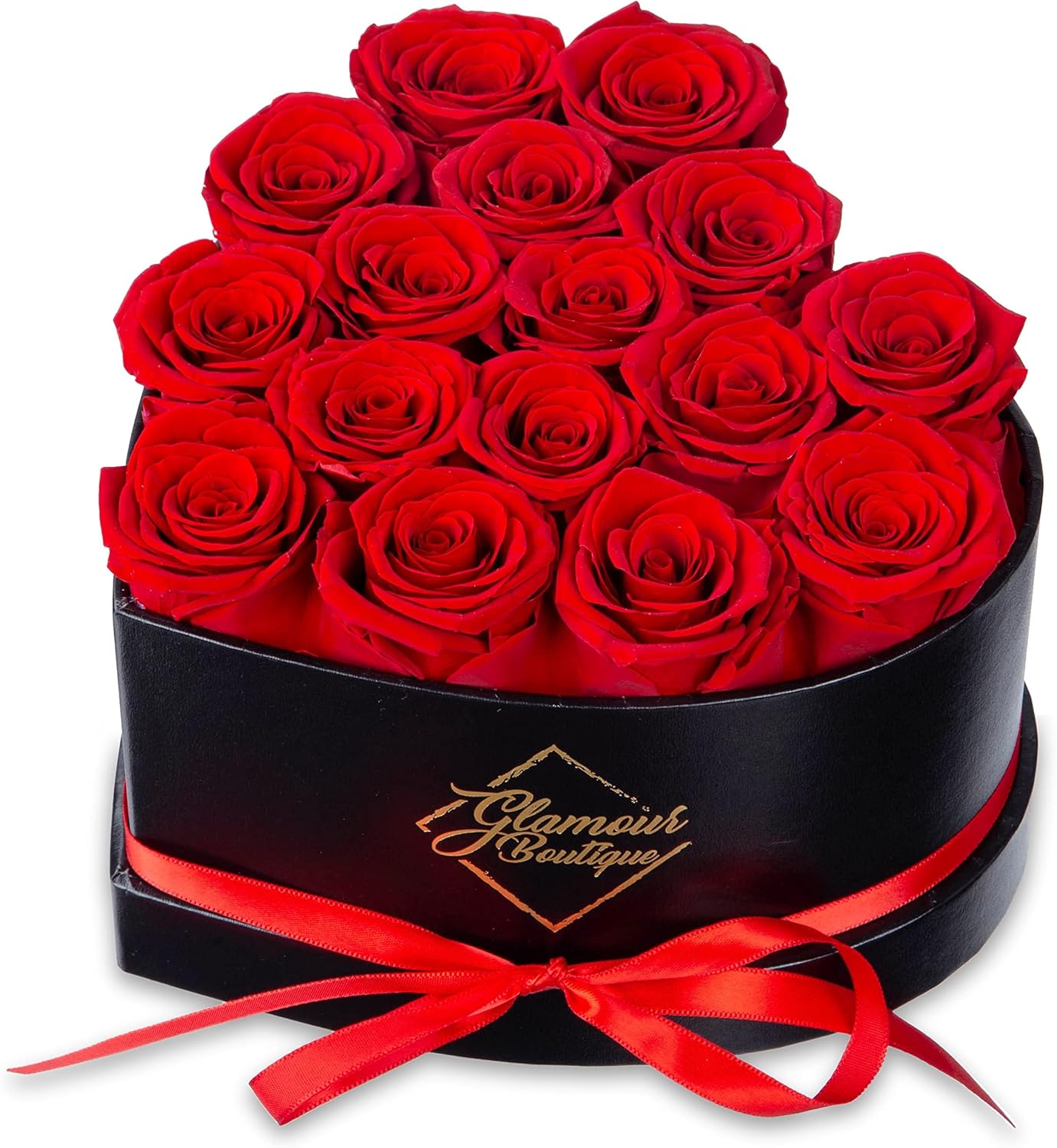 16 Flower Forever Heart Shape Box, Mothers Day Gift For Mom, Eternal Preserved Roses Gift for Her, Flowers bouquet, For Birthday, Anniversary, Girlfriend - Red