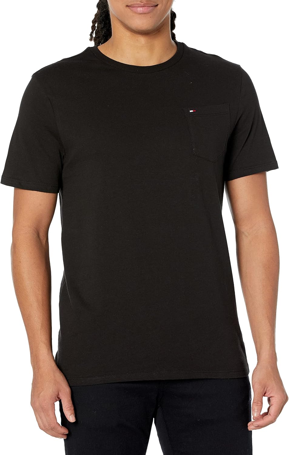 Mens Essential Short Sleeve Cotton Crewneck Pocket T-Shirt, Dark Sable, Large US