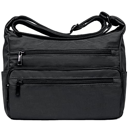 VOLGANIK ROCK RFID Purses for Women Fabric Nylon Multi Pocket Crossbody Bag Ladies Travel Handbag