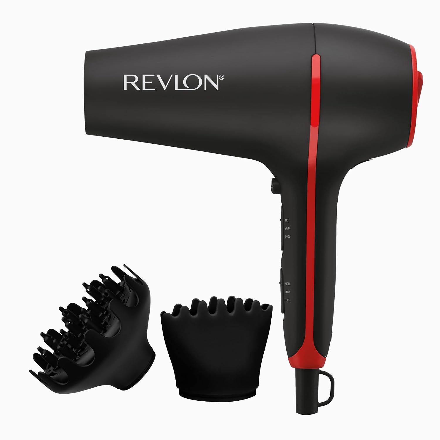 REVLON SmoothStay 1875 Watt Coconut Oil Infused Hair Dryer with Diffuser | Includes concentrator & diffuser, lightweight, ionic ceramic technology, frizz control, boosts shine and volume