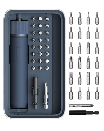 HOTO 25-Piece Upgraded Electric Screwdriver Kit, Cordless Screwdriver | 1/4'' Hex, Magnetic Lid, 1500mAh Rechargeable, LED Light, Ideal for Furniture Assembly, Home Improvement, and Garage Projects