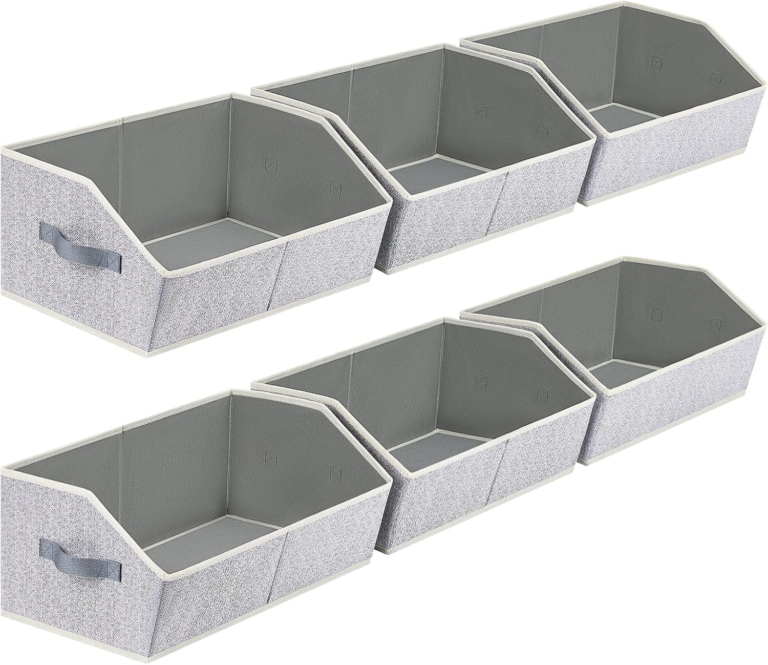 Homsorout Closet Organizers Bins 6 Packs - Large Closet Shelf Organizer with Handles, Fabric Trapezoid Storage Bins, Collapsible Storage Cubes for Clothes, Towels, Light Gray