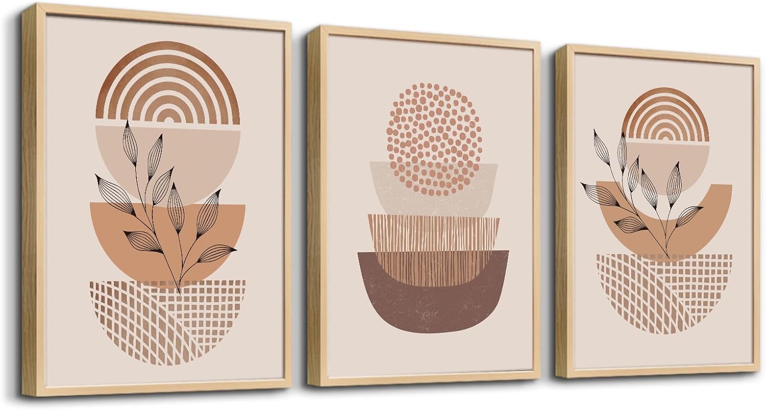 DZRWUBHS Boho Wall Decor Canvas Art Set - Living Room, Bedroom, Office - Abstract Line Paintings - 3 Piece Set - 12x16