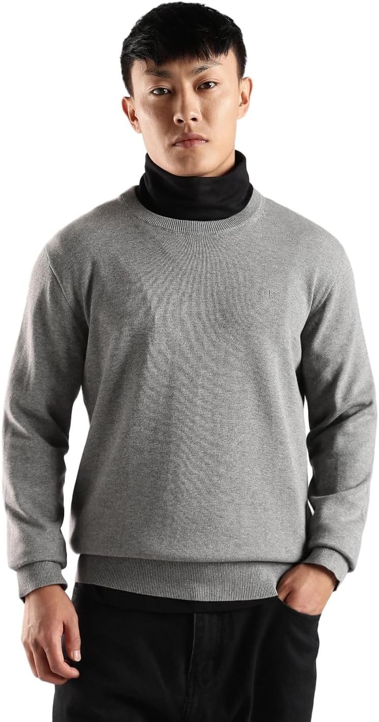 Calvin Klein Men's Compact Cotton Crewneck Sweater Medium Grey Heather
