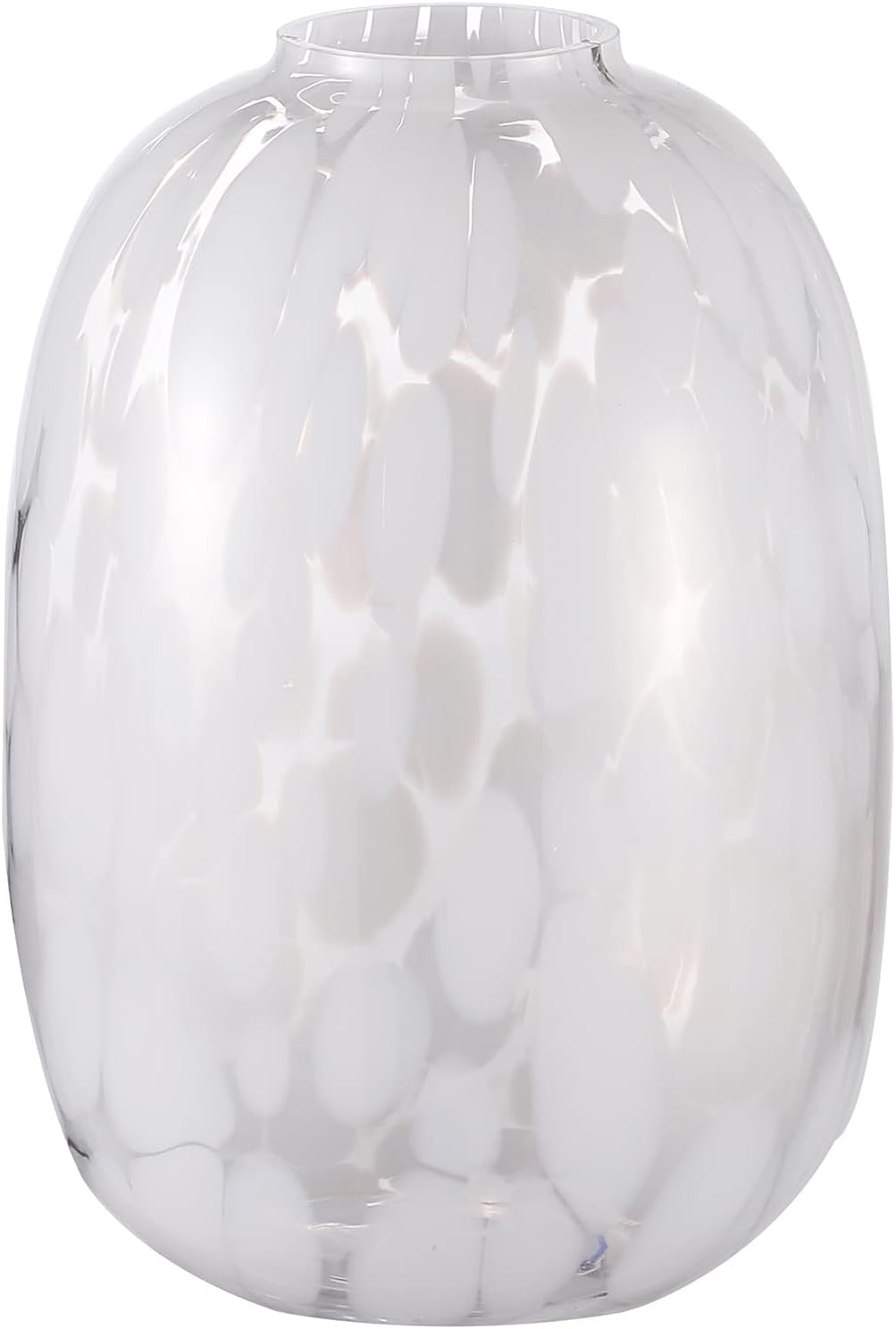 White Glass Vase, Large Glass Vase for Flowers, Modern Flower Vases, Tall Floor Vases for Living Room, Dining Table, Mantle, Shelf, Wedding, Office, 10 Inches