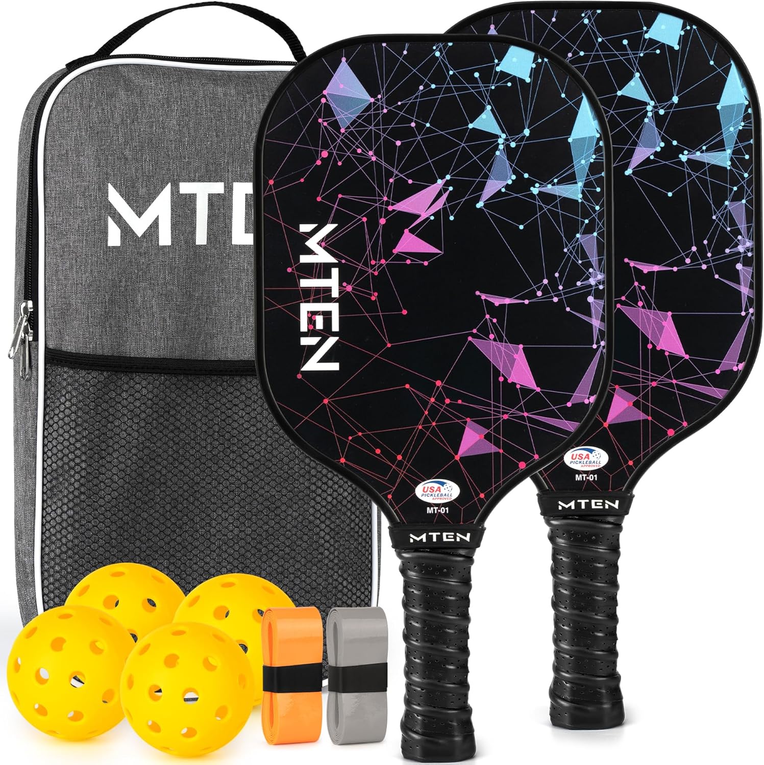 Pickleball Paddles Set of 2, USAPA Approved Fiberglass Surface Pickleball Set with 2 Pickleball Rackets,4 Pickleball Balls,1 Portable Carry Bag, Pickle Racket Set ​for Men Women
