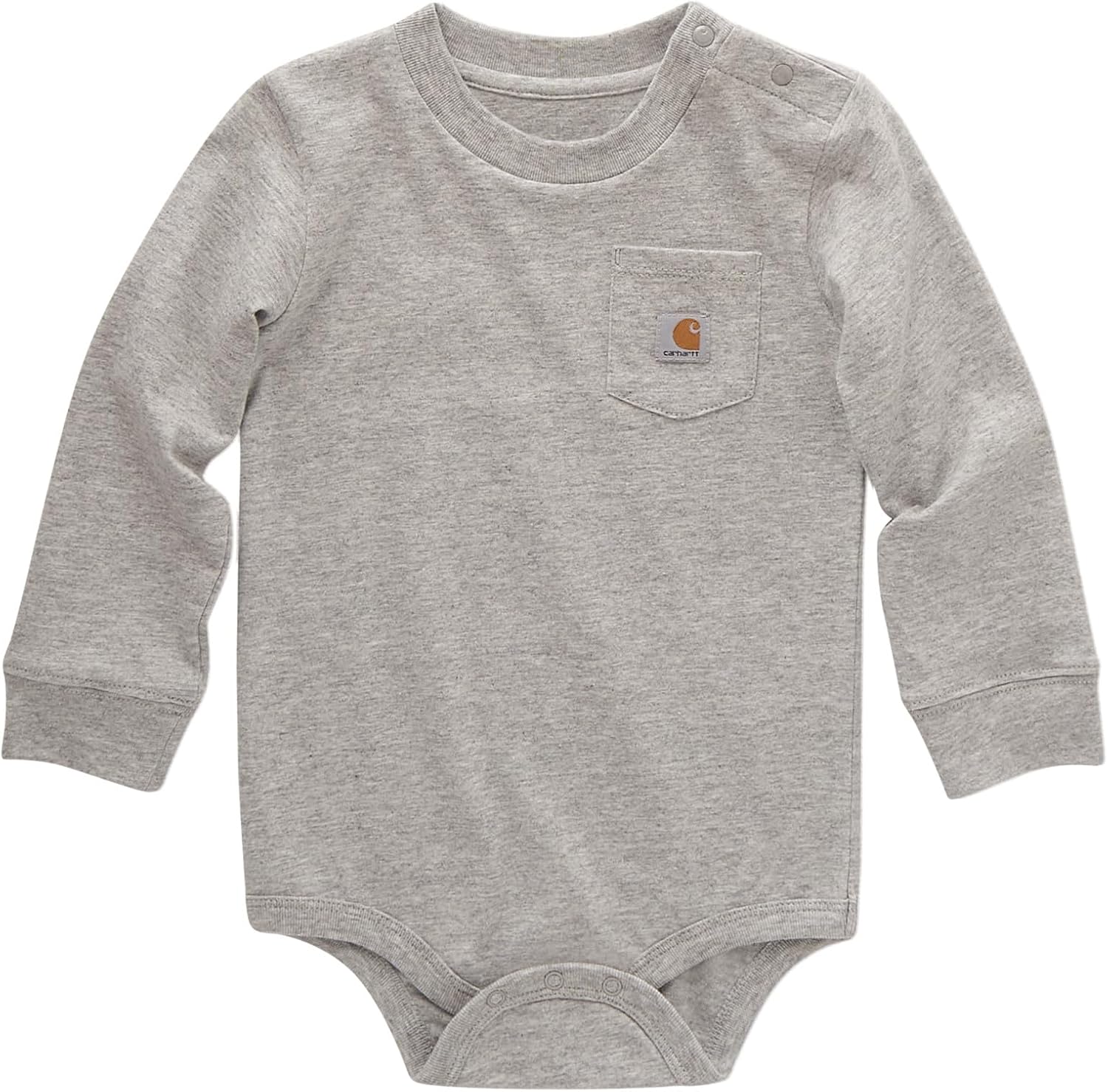 Long-Sleeve Pocket Bodysuit, Grey Heather, 3 Month